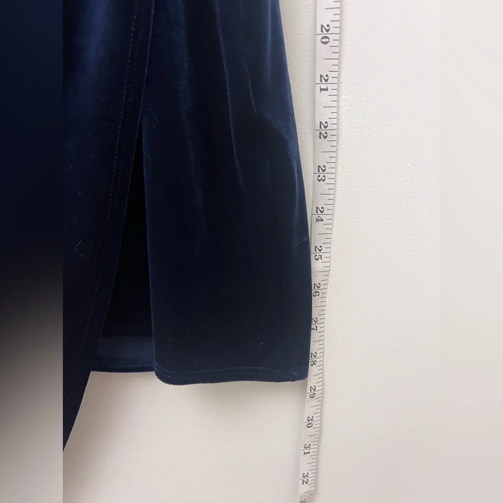 Velvet Asymmetrical Navy Blue Sexy Dress - Picture 6 of 11